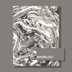 Marbled gray nature abstract background. Liquid marble pattern. Vector fluid texture.