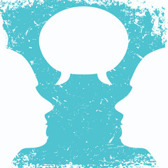 speech bubbles with human face on grunge background