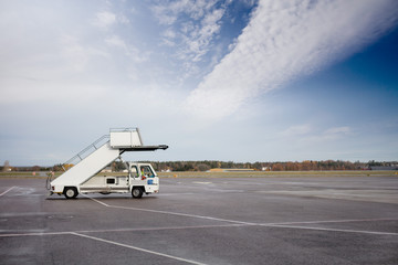 Mobile Gangway On Runway At Airport