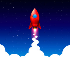 Space rocket launch. Startup creative idea. Vector illustration
