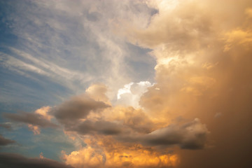 Fototapeta premium Dramatic atmosphere panorama view of beautiful sunset sky and clouds..