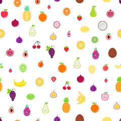 Sewing fabric with Seamless fruit pattern. Fruits on white background ...
