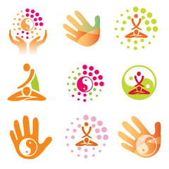 Icons massage health.
Set of massage, wellnes and spa icons. Vector.Vector available.  - obrazy, fototapety, plakaty
