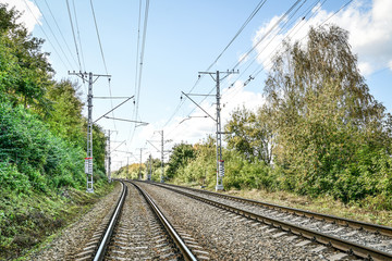 Fototapeta na wymiar Double rack electrified railway line
