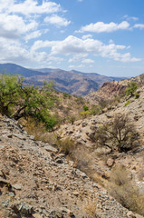 Beautiful rough and rocky landscape in the Anti Atlas Mountains of Morocco, North Africa