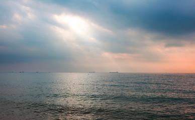 Obraz premium Cargo container ships waiting to enter the port of Mersin