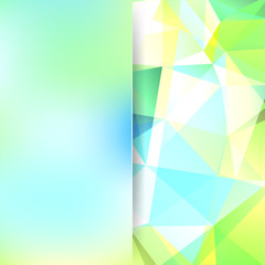 Polygonal vector background. Blur background. Can be used in cover design, book design, website background. Vector illustration. White, blue, green colors.