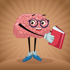 Cute brain cartoon icon vector illustration graphic design