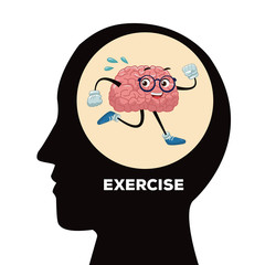 Cute brain cartoon icon vector illustration graphic design