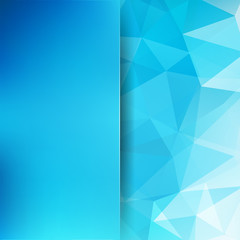 Geometric pattern, polygon triangles vector background in blue tones. Blur background with glass. Illustration pattern
