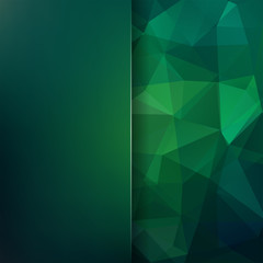 Abstract geometric style dark green background. Business background Blur background with glass. Vector illustration