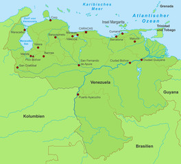 Venezuela Landkarte - Grün (detailliert)