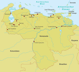 Venezuela Landkarte - Orange (detailliert)