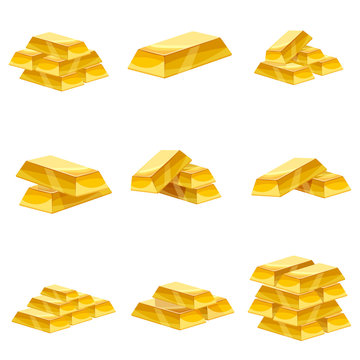 Set of gold bars icon. Cartoon style, illustration, vector icon for web,  games, applications Stock Vector | Adobe Stock