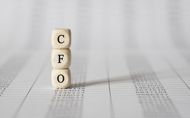 Word CFO made with wood building blocks