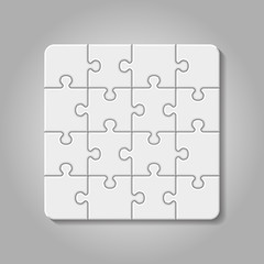 vector illustration of white puzzle made of little pieces 