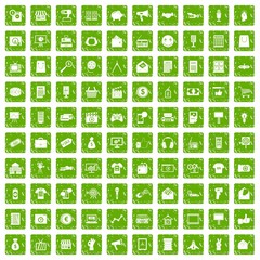 100 marketing icons set grunge green