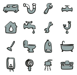Plumbing Icons Freehand 2 Color