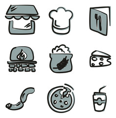 Pizzeria Icons Freehand 2 Color