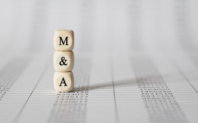 Word M AND A made with wood building blocks