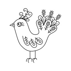 Bird outline doodle vector illustration
