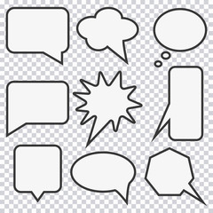 Speech bubble set. Elements for design comic strip. Vector illustration.