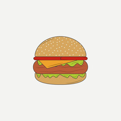 Burger icon. Hamburger. Vector illustration.