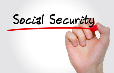 Hand writing inscription Social Security with marker, concept