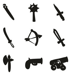 Old Weapons Icons Freehand Fill