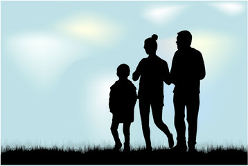 Family silhouettes in nature.