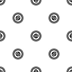 Beer bottle cap pattern seamless black
