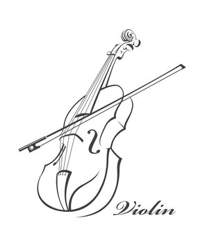 abstract monochrome illustration of violin