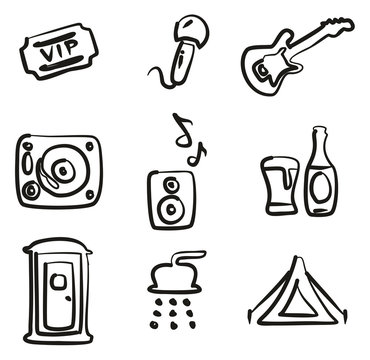 Music Festival Icons Freehand 