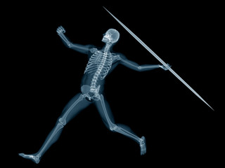 medically accurate 3d rendering of a javelin thrower