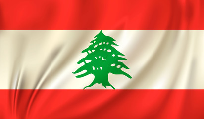 waving flag lebanon - obrazy, fototapety, plakaty