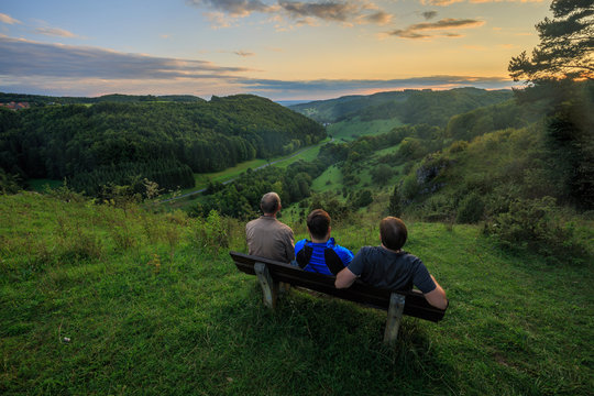Picturesque Bavarian Autumn Hill Countryside Landscape in September Germany at Sunset