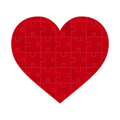 Obraz na płótnie Canvas illustration of red puzzle heart made of little pieces 