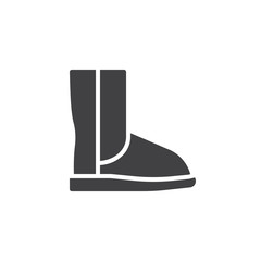 Winter boot icon vector, filled flat sign, solid pictogram isolated on white. Symbol, logo illustration.