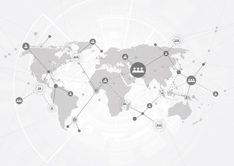 Global network connection. World map point and line composition concept of global business. Vector Illustration