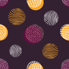 Hand drawn stylish modern dark seamless abstract pattern, scandinavian design style. Vector illustration