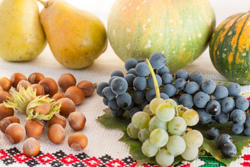 assortment of various fruits and nuts autumn harvest celebration concept