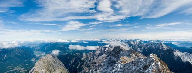 Alpy, Panorama z Zugspitze - obrazy, fototapety, plakaty
