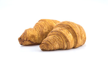two croissant on white background