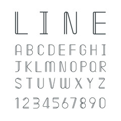 Linear font, Alphabet design. Vector illustration.