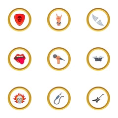 Metal icons set, cartoon style