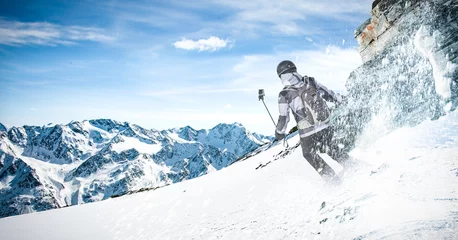 Zelfklevend Fotobehang skier in alps  © magdal3na