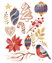 Watercolor christmas set