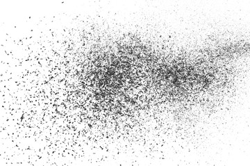 Black powder coal dust, isolated on white background