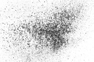 Black powder coal dust, isolated on white background