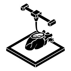 Heart d printing icon, simple style